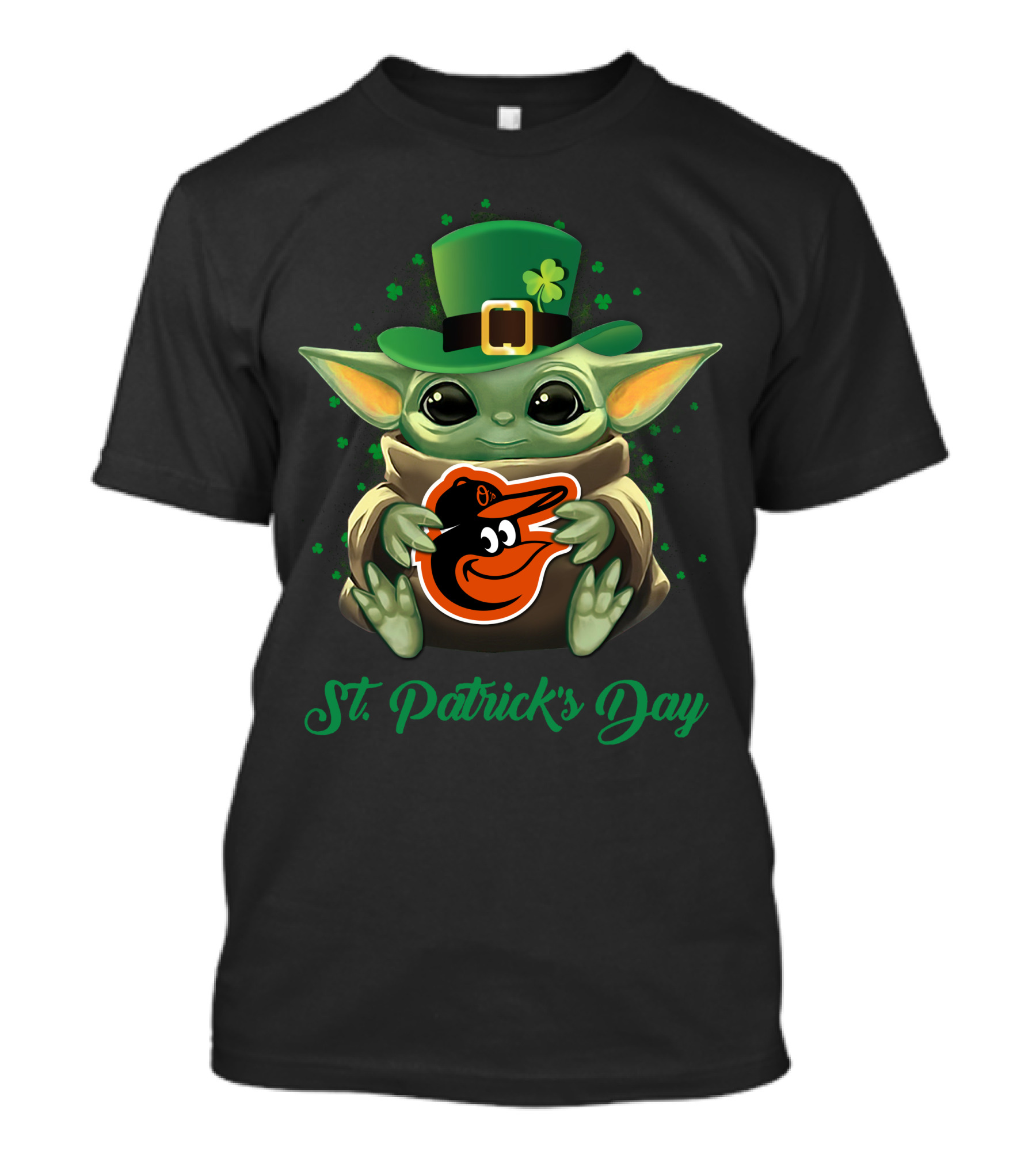 St. Patrick's Day Baltimore Orioles Baby Yoda T-Shirt
