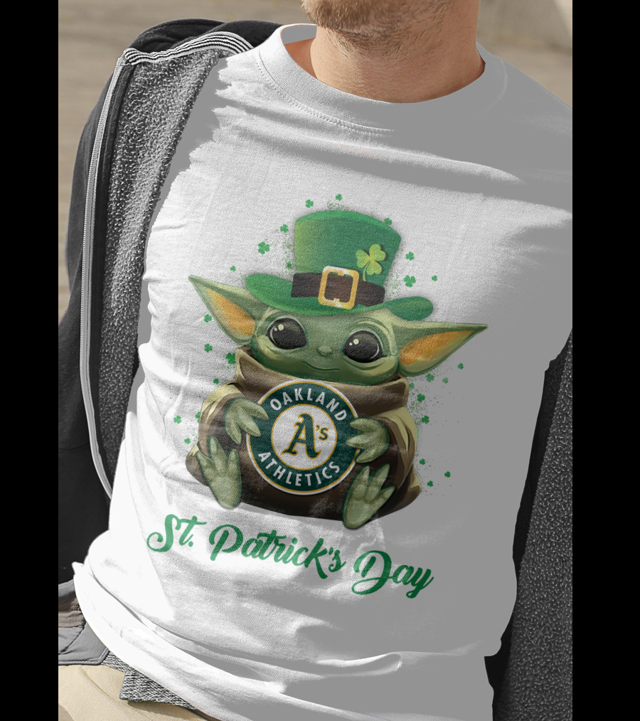 Oakland Athletics Baby Yoda St. Patrick's Day T-Shirt