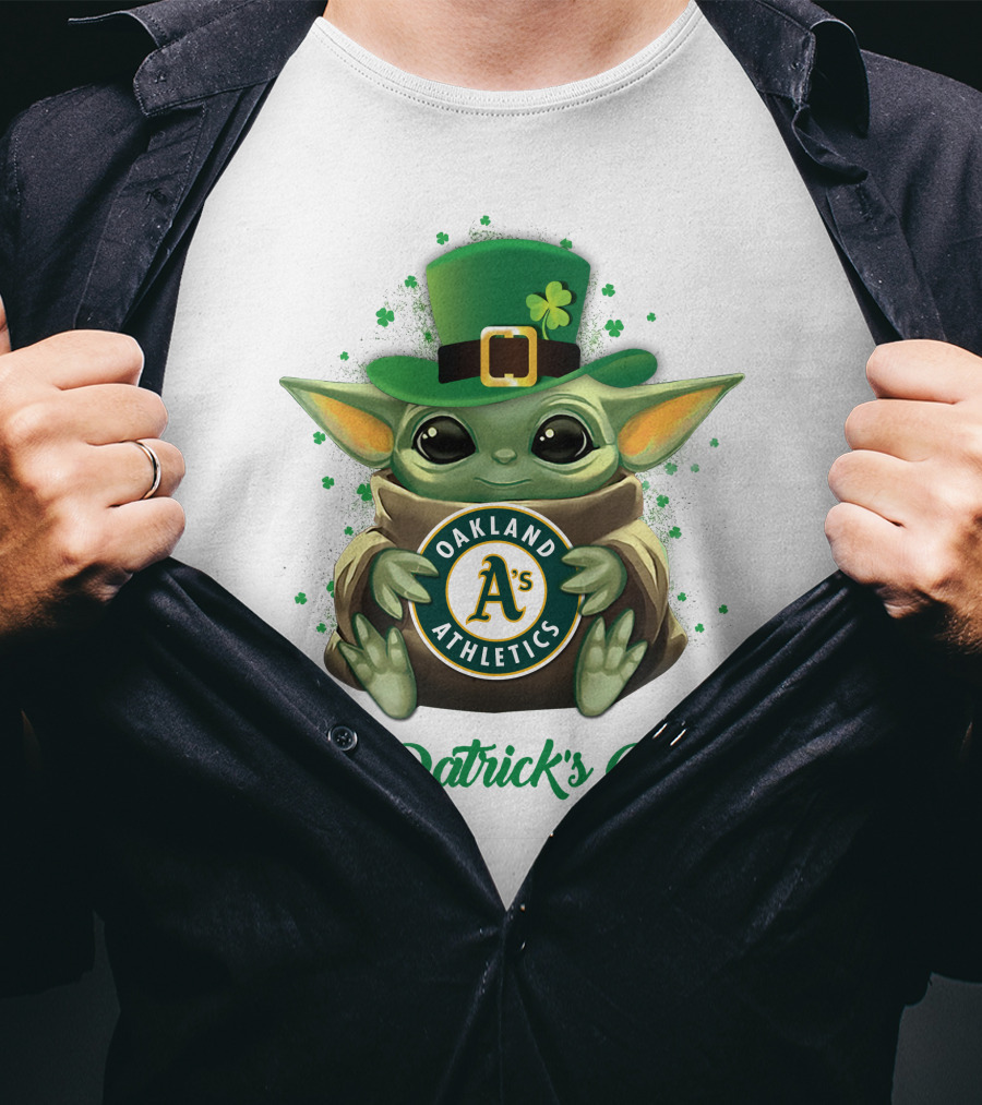 Oakland Athletics Baby Yoda St. Patrick's Day T-Shirt