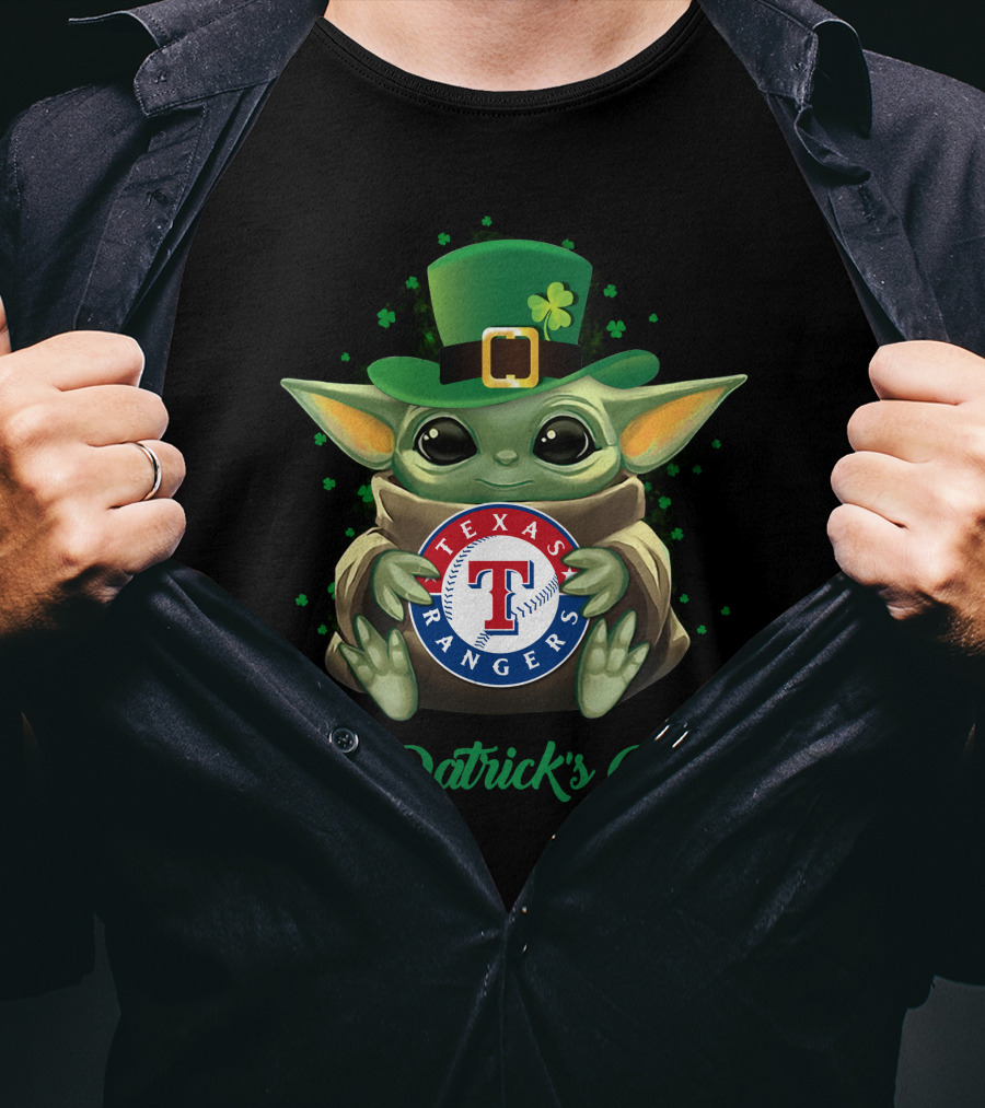 St. Patrick's Day Texas Rangers Baby Yoda T-Shirt