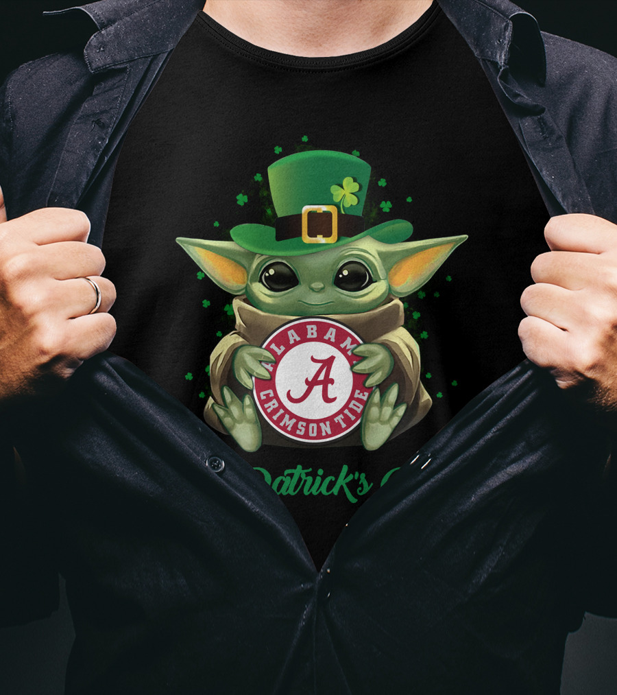 St. Patrick's Day Alabama Crimson Tide Baby Yoda T-Shirt