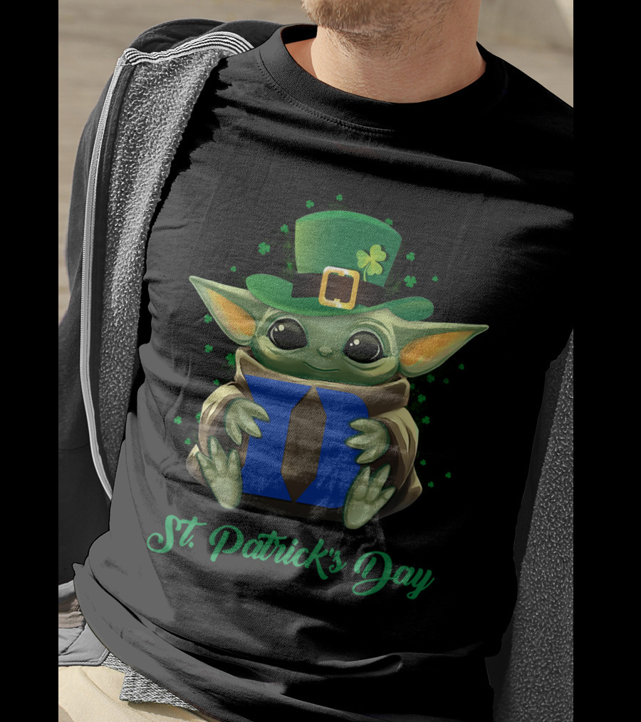 St. Patrick's Day Duke Blue Devils Baby Yoda T-Shirt