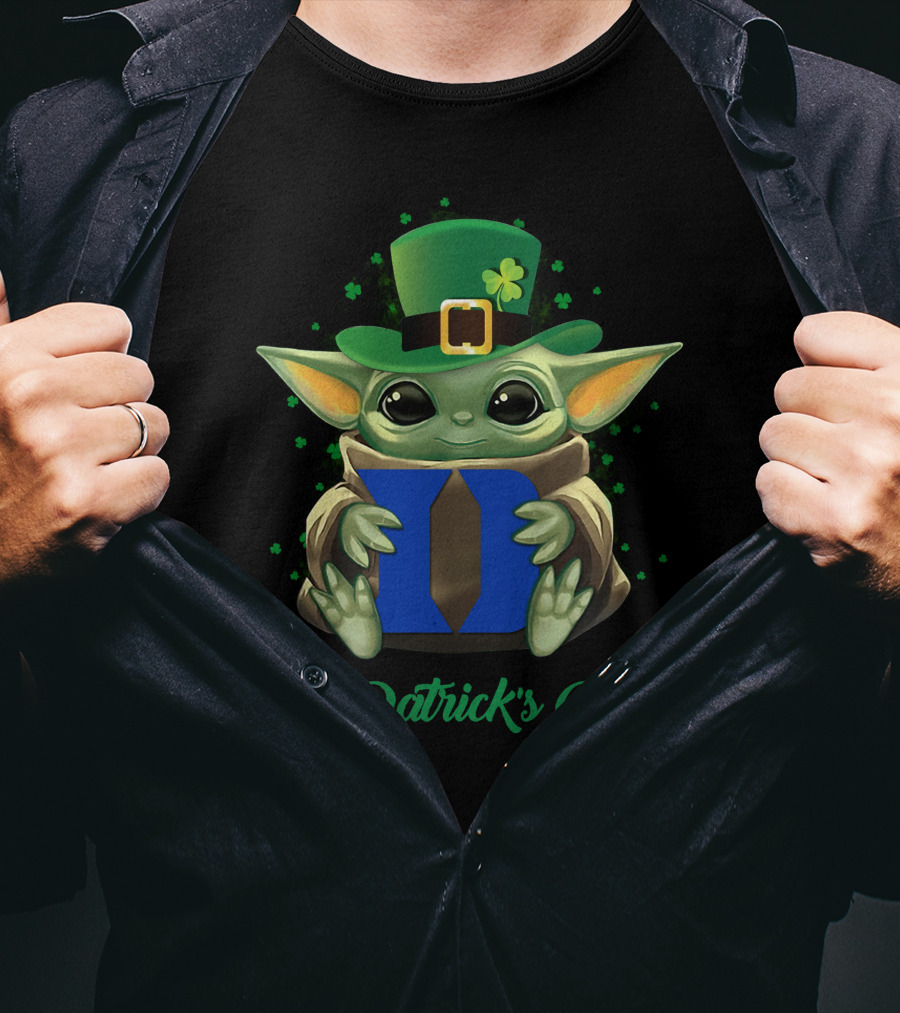 St. Patrick's Day Duke Blue Devils Baby Yoda T-Shirt