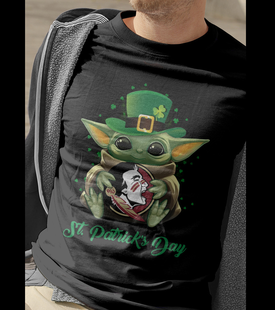 St. Patrick's Day Florida State Seminoles Baby Yoda T-Shirt