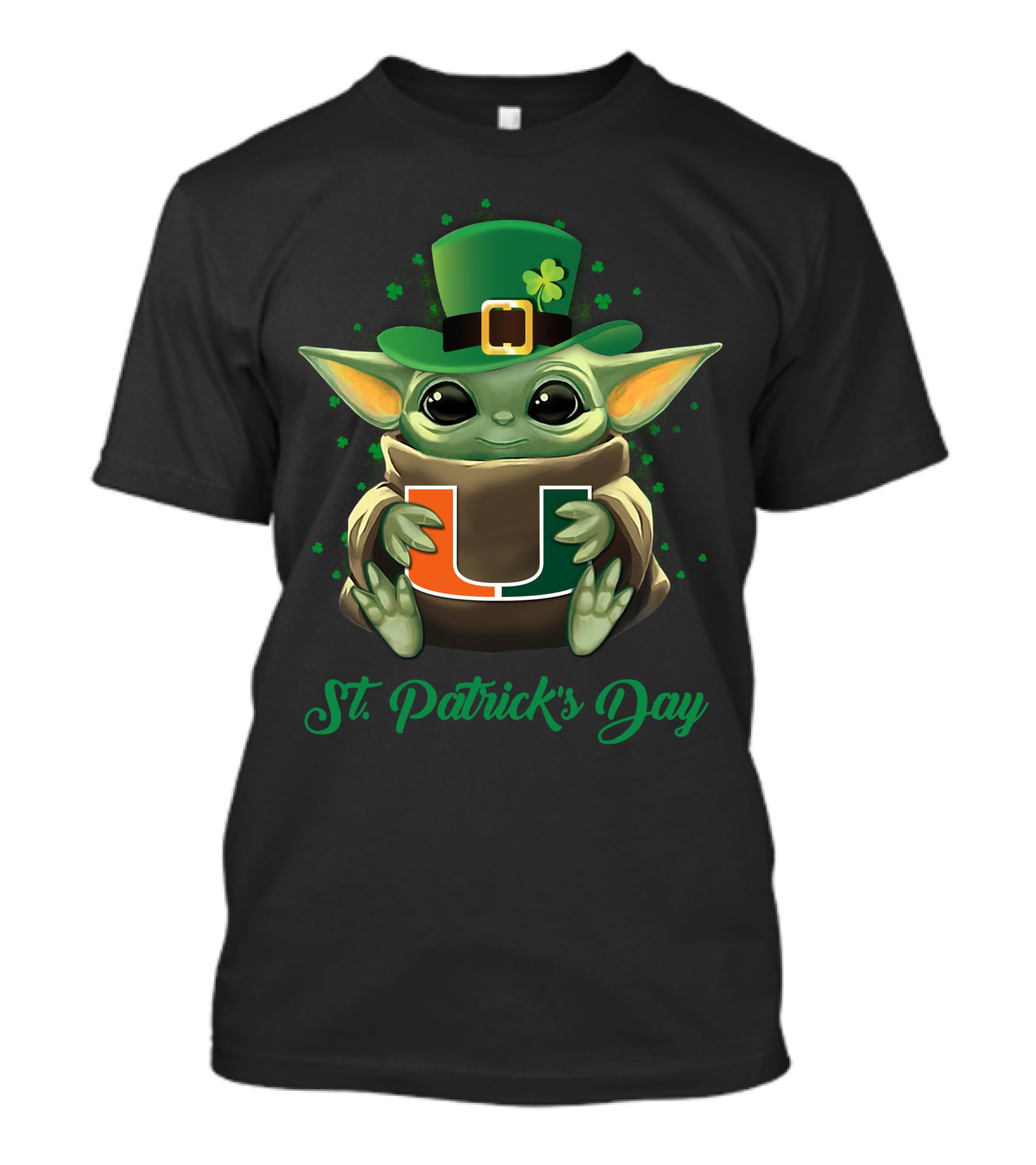 St. Patrick's Day Miami Hurricanes Baby Yoda T-Shirt