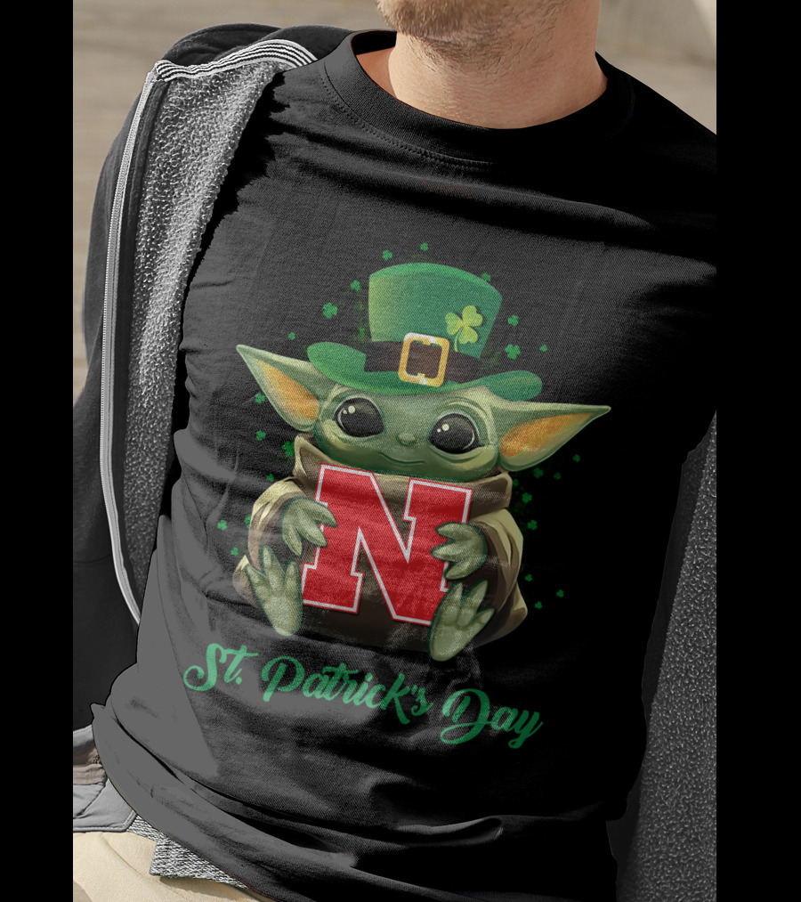Nebraska Cornhuskers Baby Yoda St. Patrick's Day T-Shirt