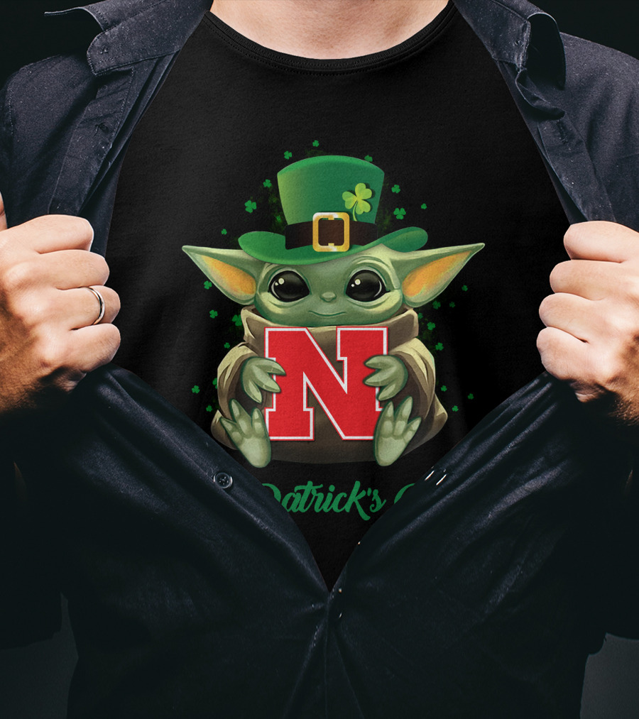 Nebraska Cornhuskers Baby Yoda St. Patrick's Day T-Shirt