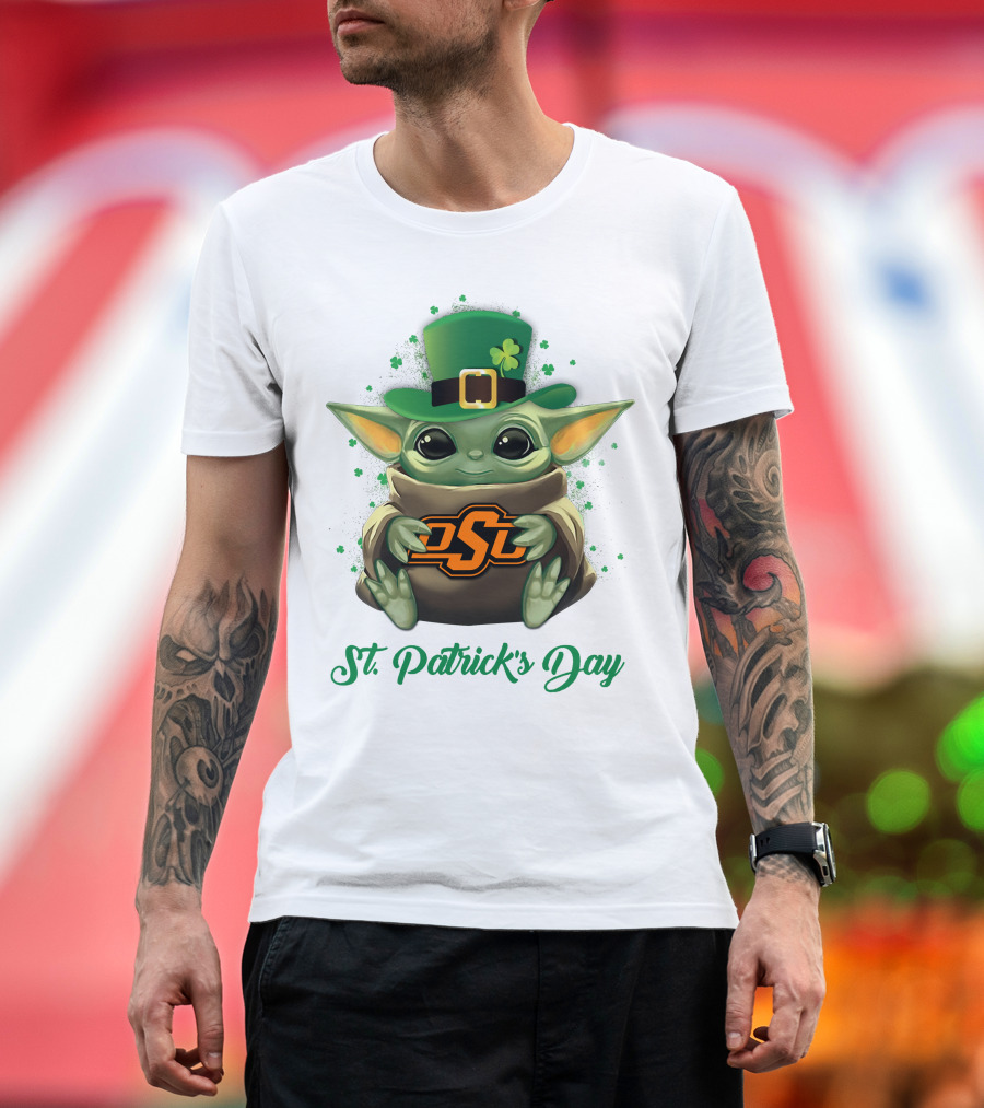Oklahoma State Cowboys Baby Yoda St. Patrick's Day T-Shirt