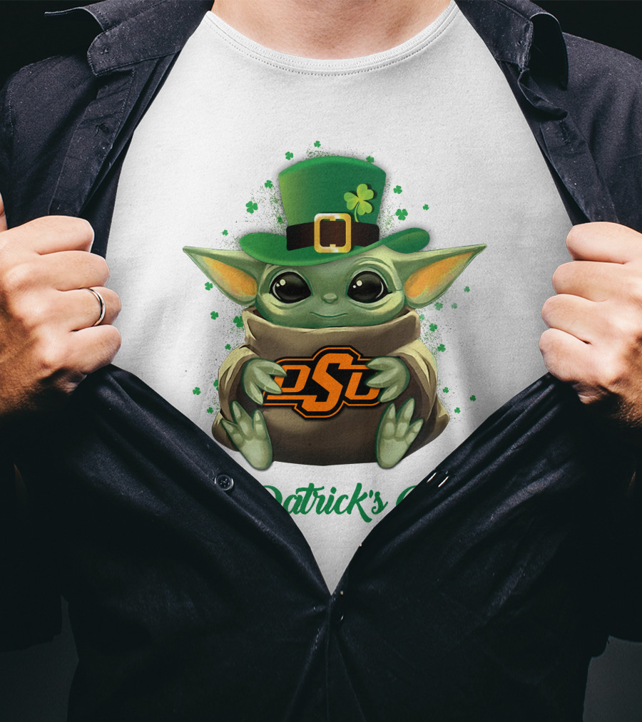 Oklahoma State Cowboys Baby Yoda St. Patrick's Day T-Shirt
