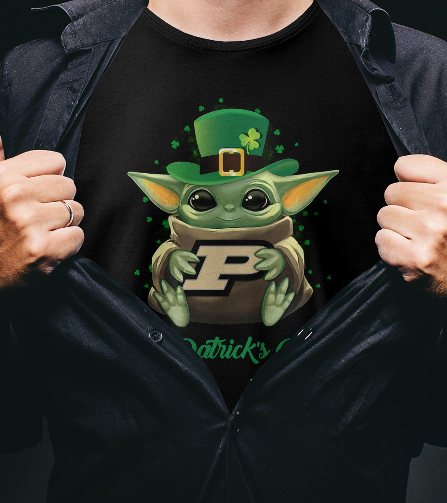 Purdue Boilermakers Baby Yoda St. Patrick's Day T-Shirt
