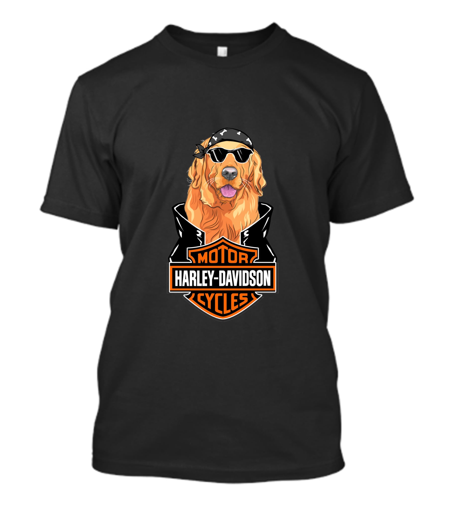 Golden Retriever Harley Davidson Motorcycle Logo T-Shirt