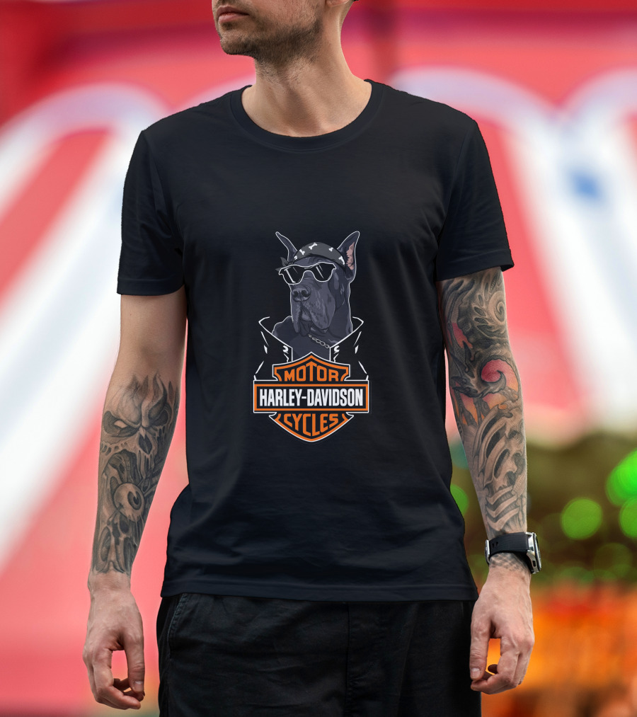 Harley Davidson Great Dane Motorcycle Cycles T-Shirt
