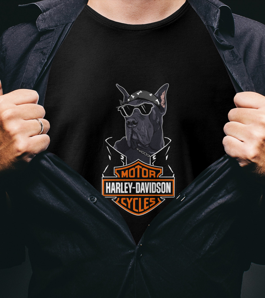 Harley Davidson Great Dane Motorcycle Cycles T-Shirt