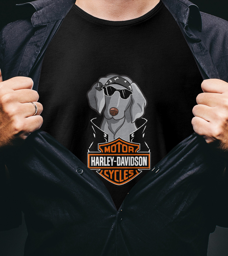 Weimaraners Harley Davidson Motorcycles T-Shirt