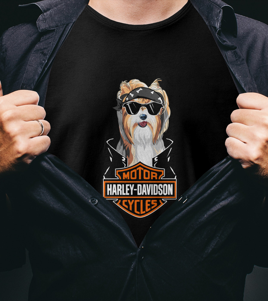 Harley Davidson Yorkshire Terrier Motorcycle Cycles T-Shirt