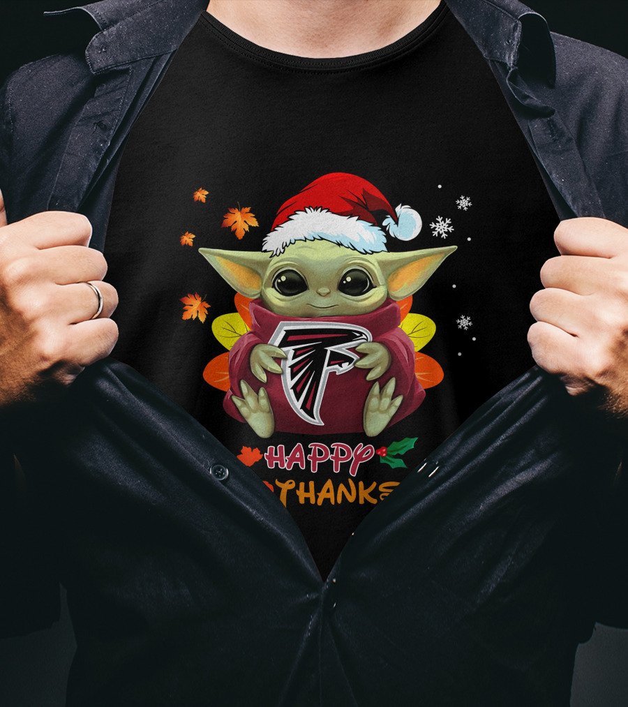 Happy Hallothanksmas Atlanta Falcons Baby Yoda 505 L1PTT T-Shirt