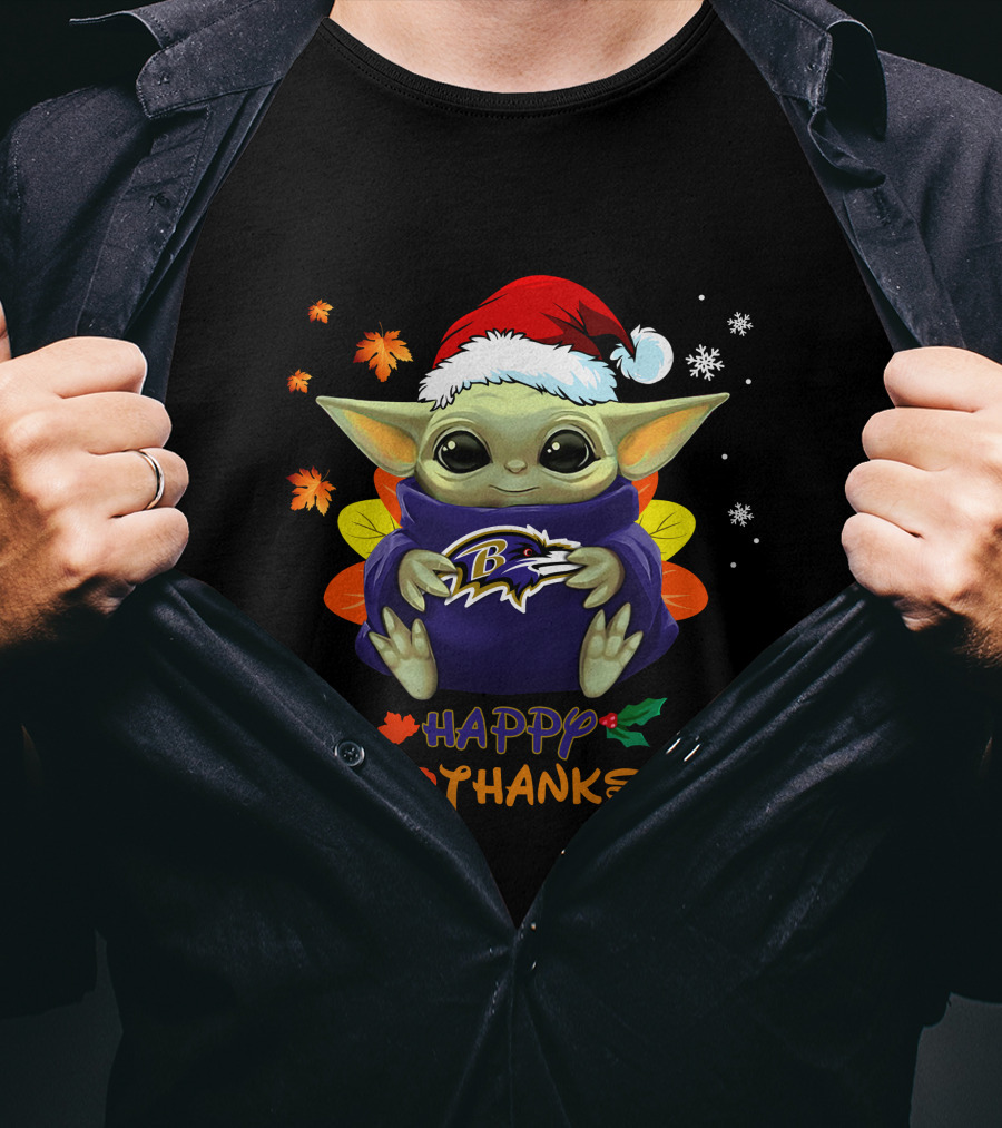 Happy Hallothanksmas Baltimore Ravens Baby Yoda 505 L1PTT T-Shirt