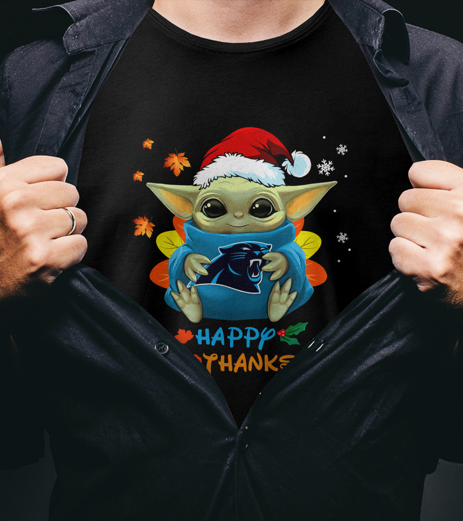 Carolina Panthers Baby Yoda Happy Hallothanksmas T-Shirt