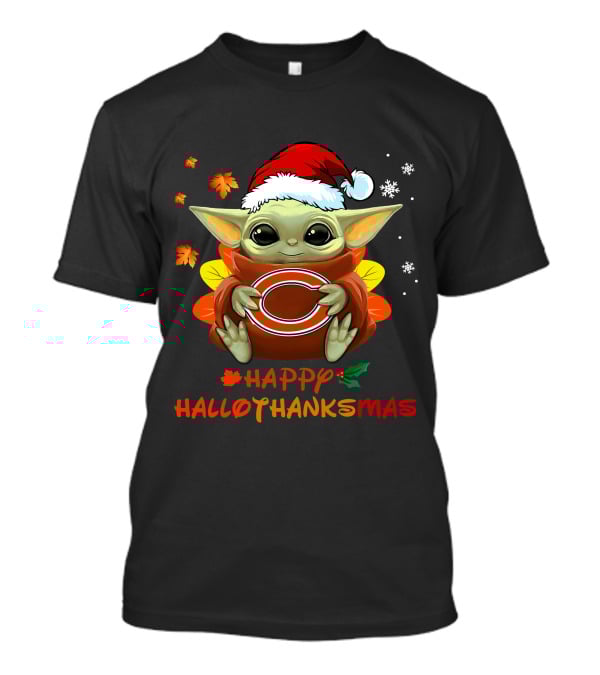 Chicago Bears Baby Yoda Hallothanksmas Happy Holidays 505 L1PTT T-Shirt