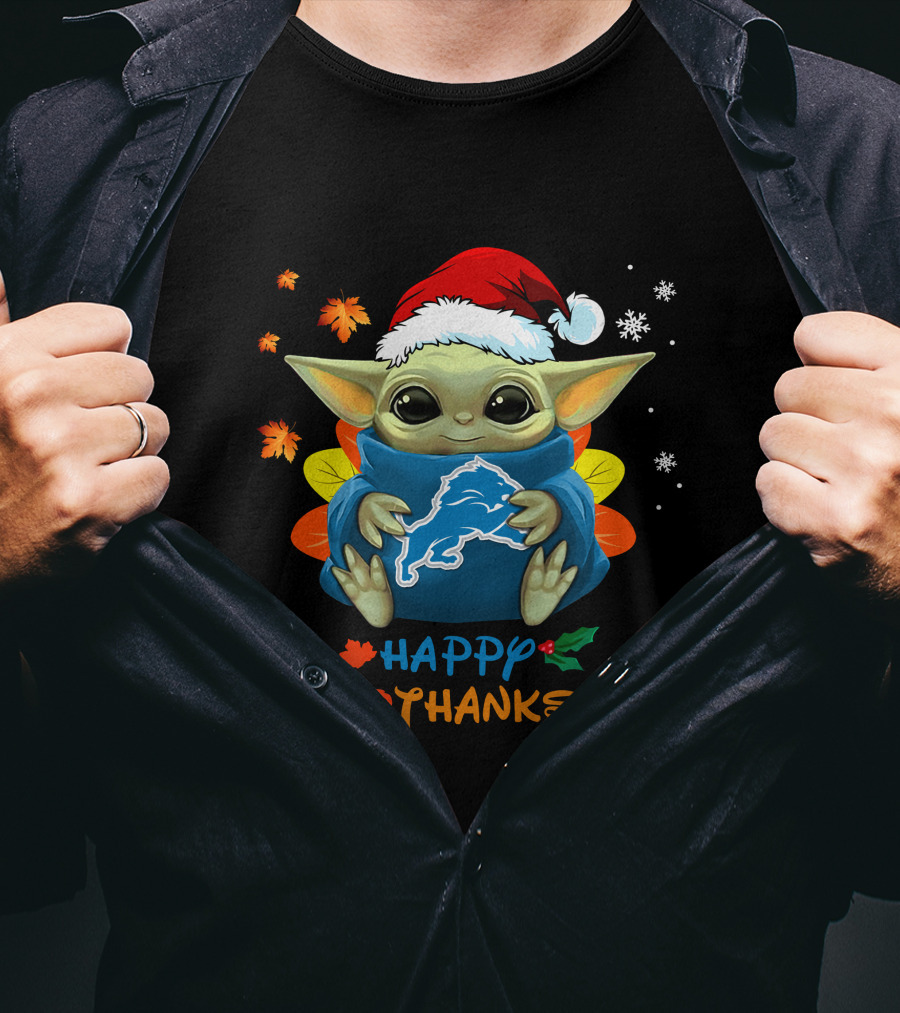 Happy Hallothanksmas Detroit Lions Baby Yoda Holiday 505 L1PTT T-Shirt