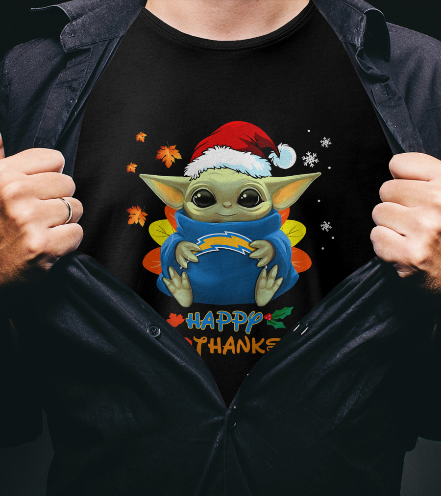 Happy Hallothanksmas Los Angeles Chargers Baby Yoda 505 L1PTT T-Shirt