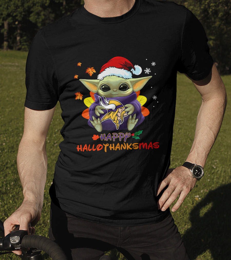 Happy Hallothanksmas Minnesota Vikings Baby Yoda 505 L1PTT T-Shirt