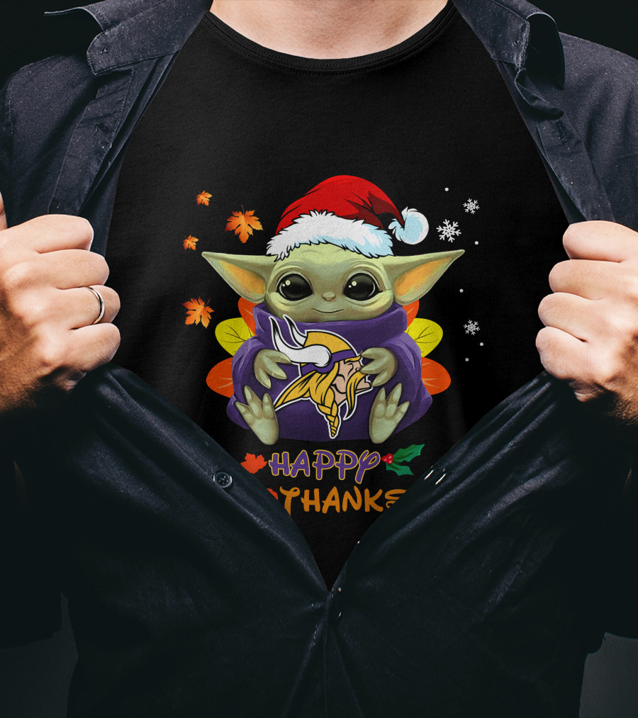 Happy Hallothanksmas Minnesota Vikings Baby Yoda 505 L1PTT T-Shirt