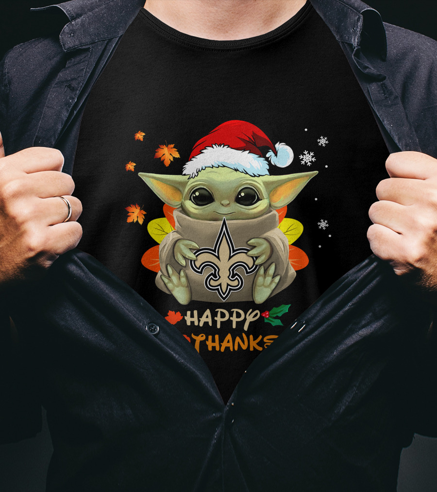 Happy Hallothanksmas New Orleans Saints Baby Yoda Holiday 505 L1PTT T-Shirt