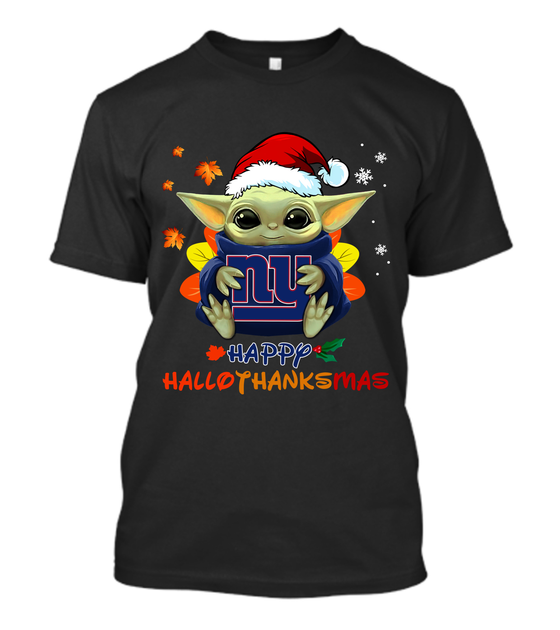 New York Giants Baby Yoda Happy Hallothanksmas T-Shirt