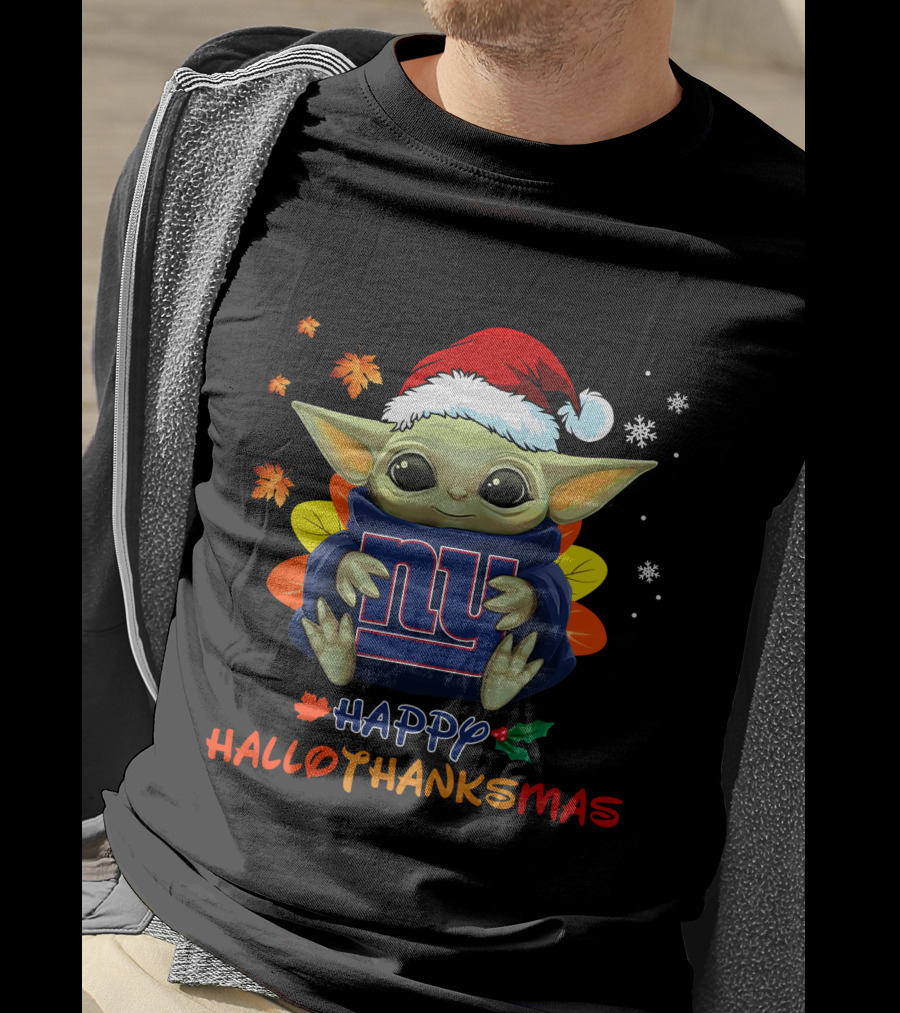 New York Giants Baby Yoda Happy Hallothanksmas T-Shirt