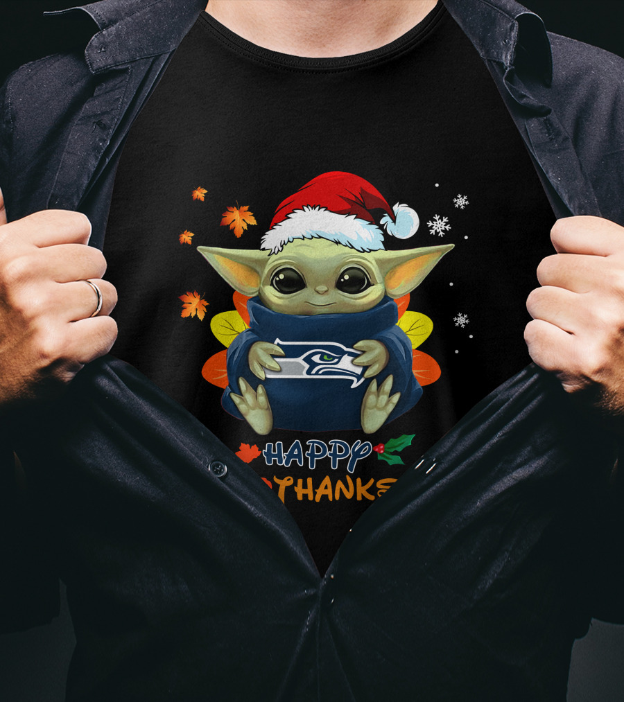 Seattle Seahawks Baby Yoda Happy Hallothanksmas 505 L1PTT T-Shirt