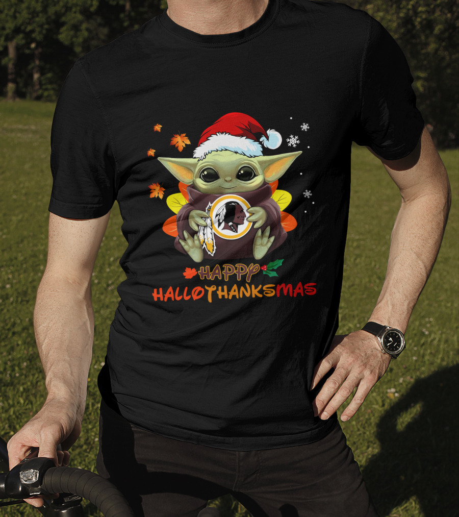 Happy Hallothanksmas Baby Yoda Washington Redskins T-Shirt