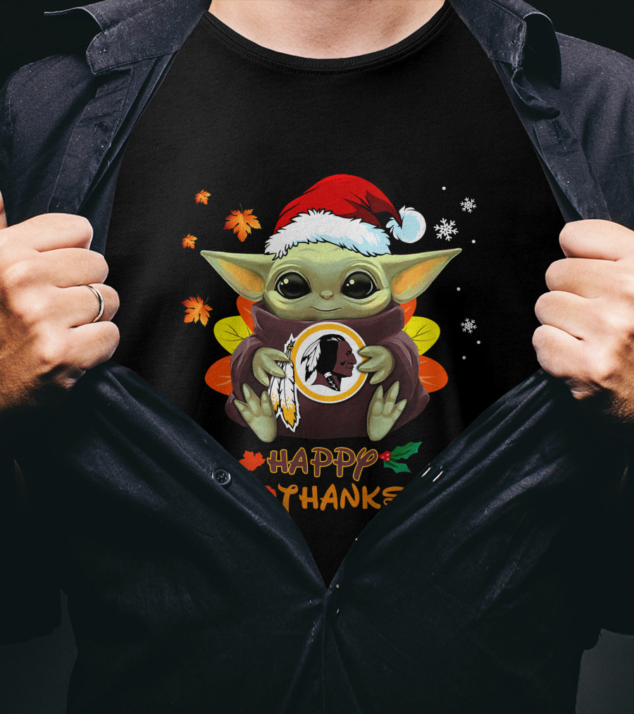 Happy Hallothanksmas Baby Yoda Washington Redskins T-Shirt