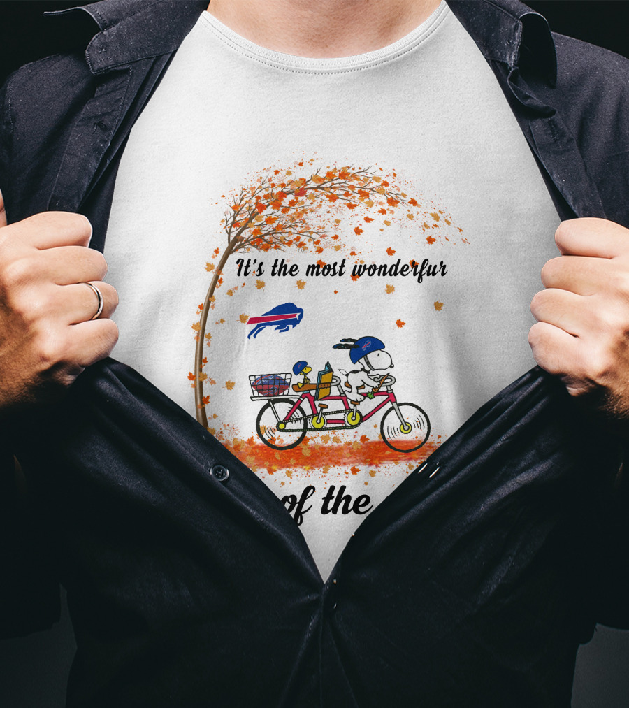 It's The Most Wonderful Time Of The Year Buffalo Bills Autumn Snoopy Tandem Bicycle T-Shirt