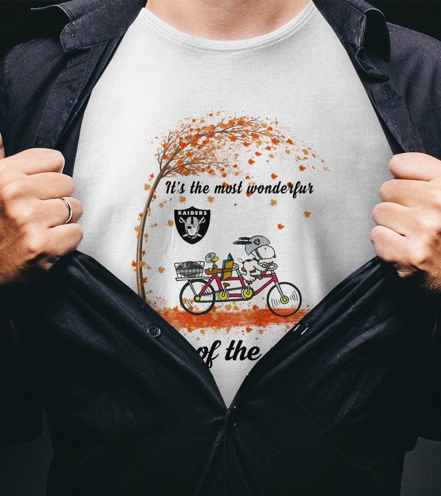 Las Vegas Raiders Autumn Bike Snoopy It's The Most Wonderful Time Of The Year T-Shirt