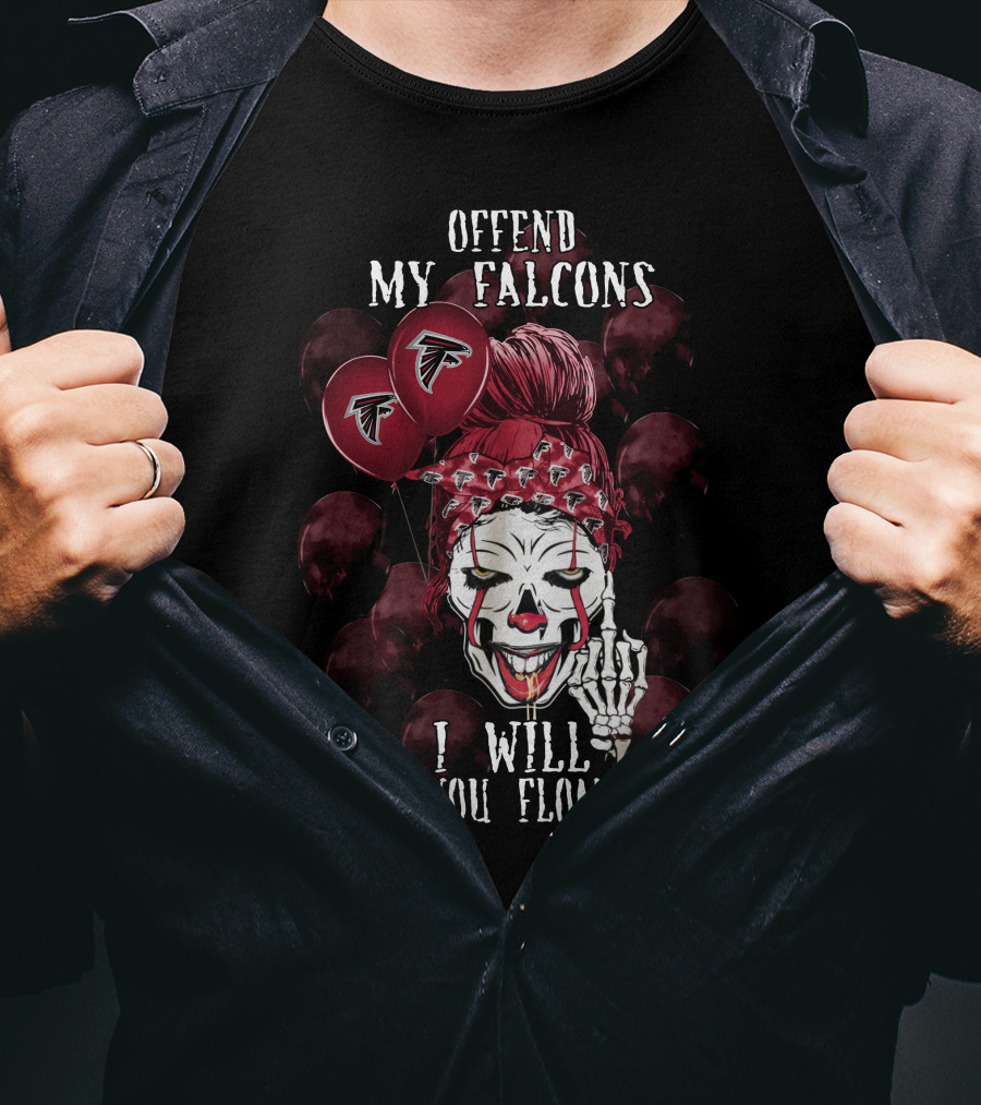 Offend My Falcons I Will Make You Float Too Atlanta Falcons Halloween T-Shirt