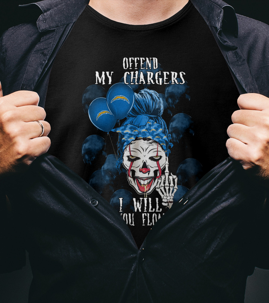 Offend My Chargers I Will Make You Float Too Los Angeles Chargers Halloween T-Shirt