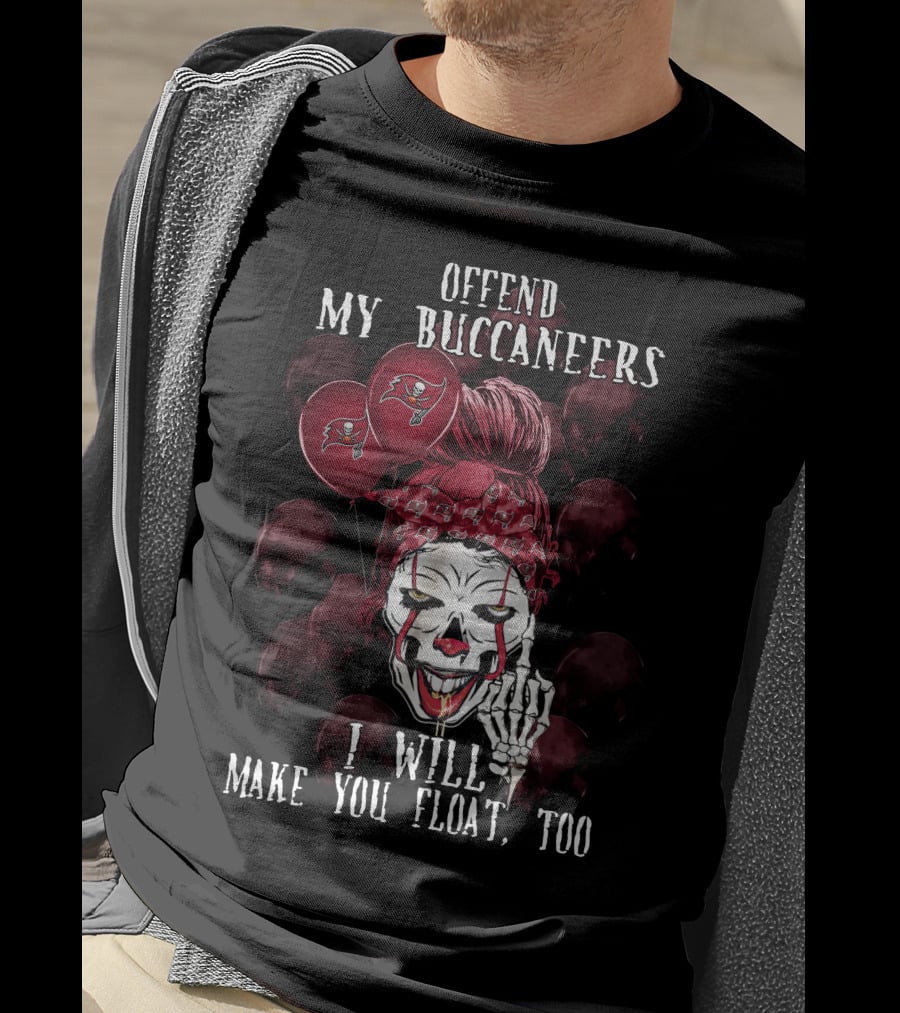 Offend My Buccaneers I Will Make You Float Too Tampa Bay Buccaneers Halloween Clown Balloons T-Shirt