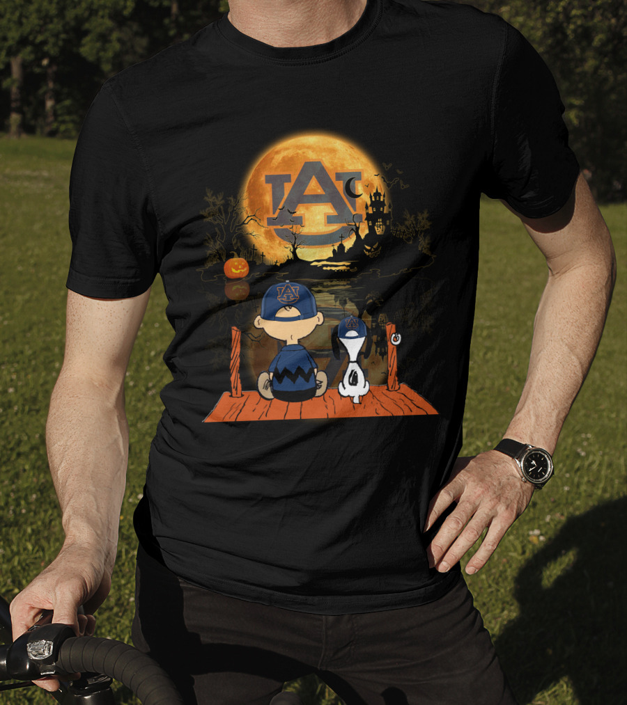 Auburn Tigers Halloween Moonlit Peanuts Reflection T-Shirt