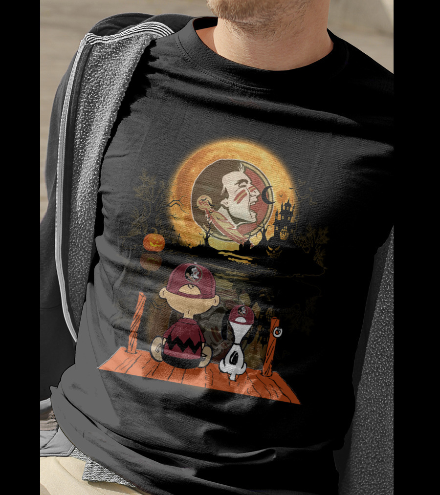 Florida State Seminoles Halloween Moon Peanuts Charlie Brown Woodstock T-Shirt