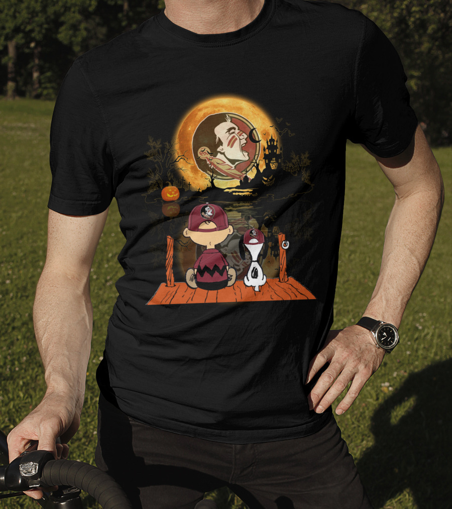 Florida State Seminoles Halloween Moon Peanuts Charlie Brown Woodstock T-Shirt