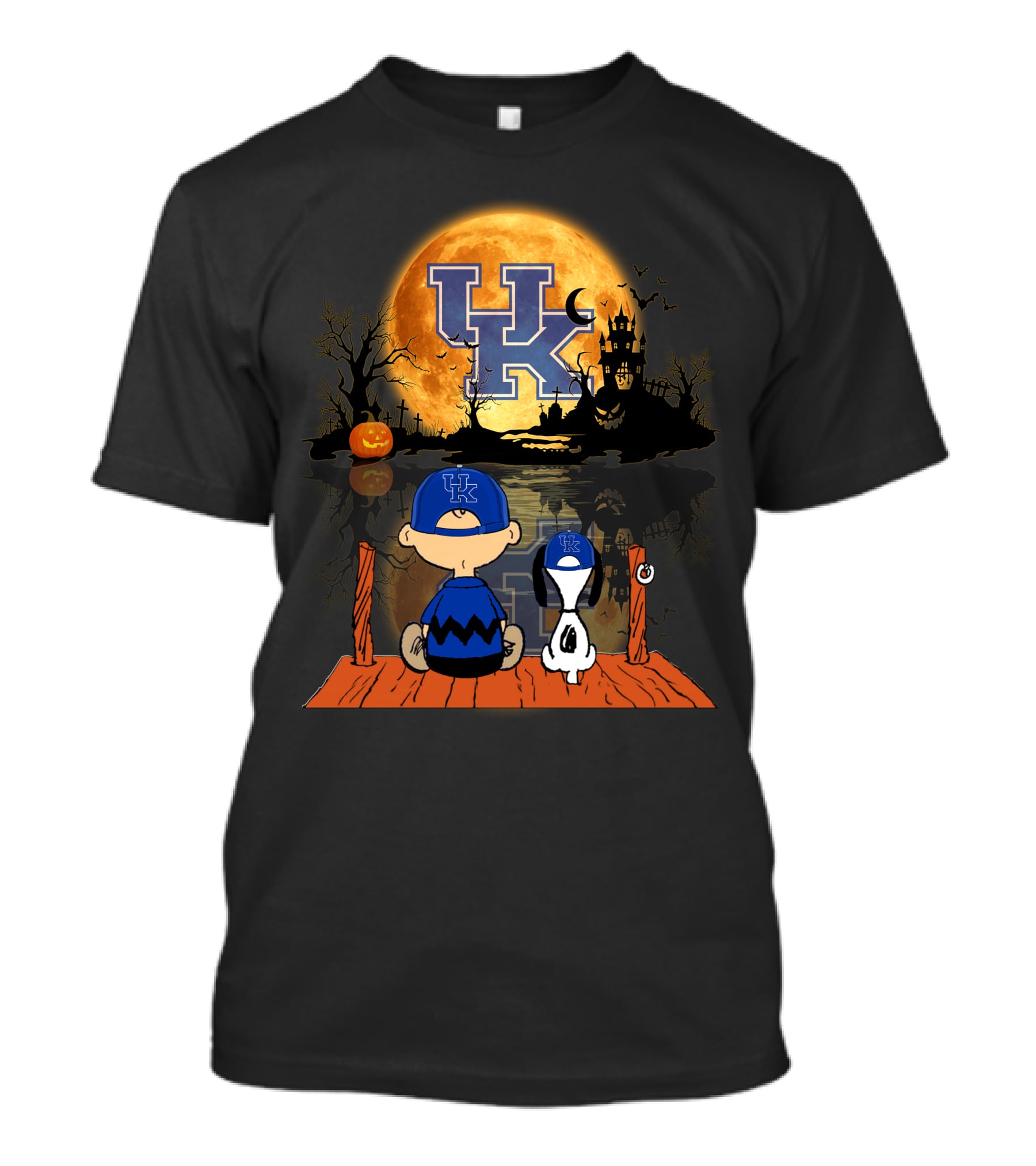 Kentucky Wildcats Halloween Full Moon Reflection Peanuts Characters T-Shirt