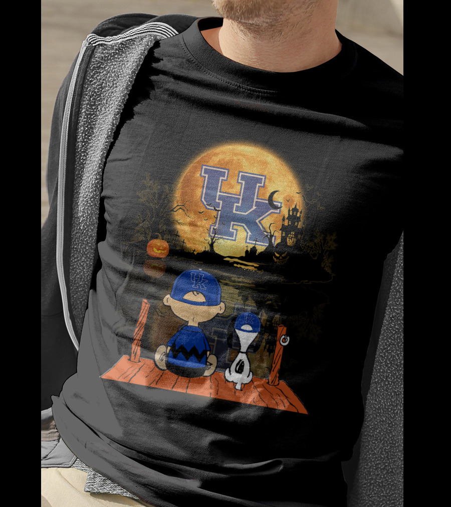 Kentucky Wildcats Halloween Full Moon Reflection Peanuts Characters T-Shirt
