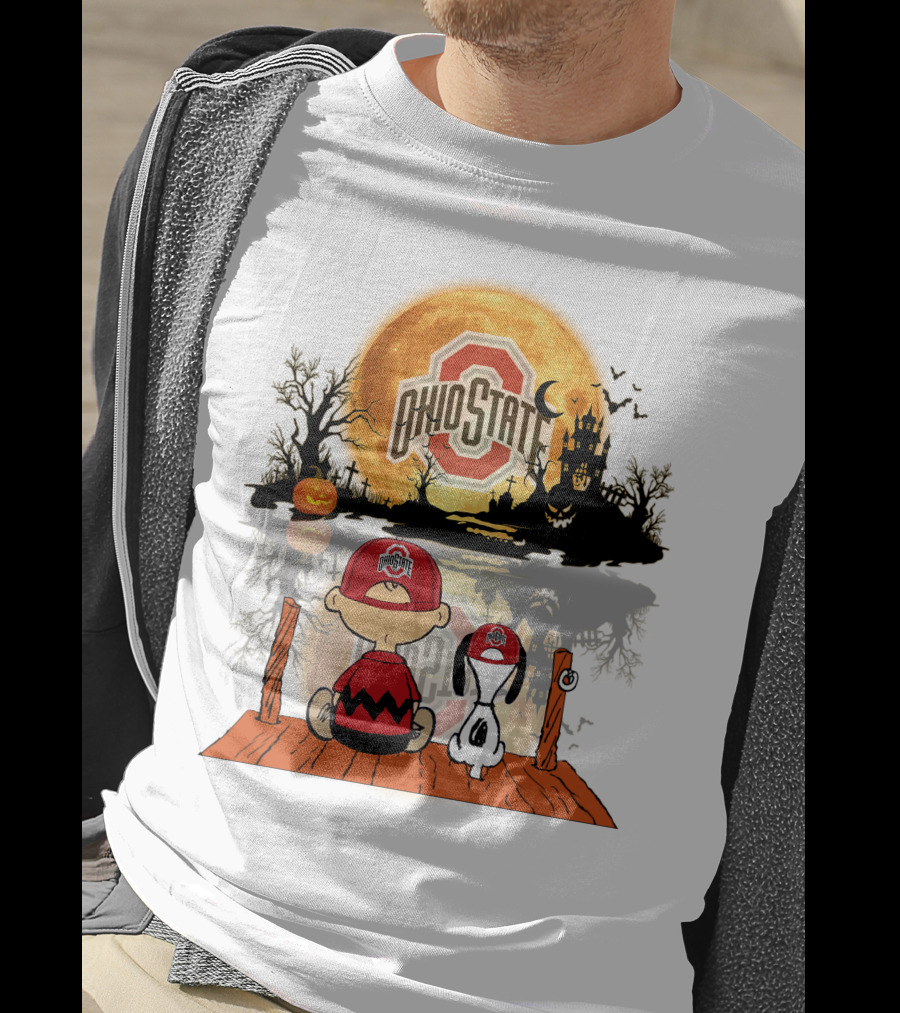 Ohio State Buckeyes Halloween Moon Charlie And Snoopy 495 T-Shirt
