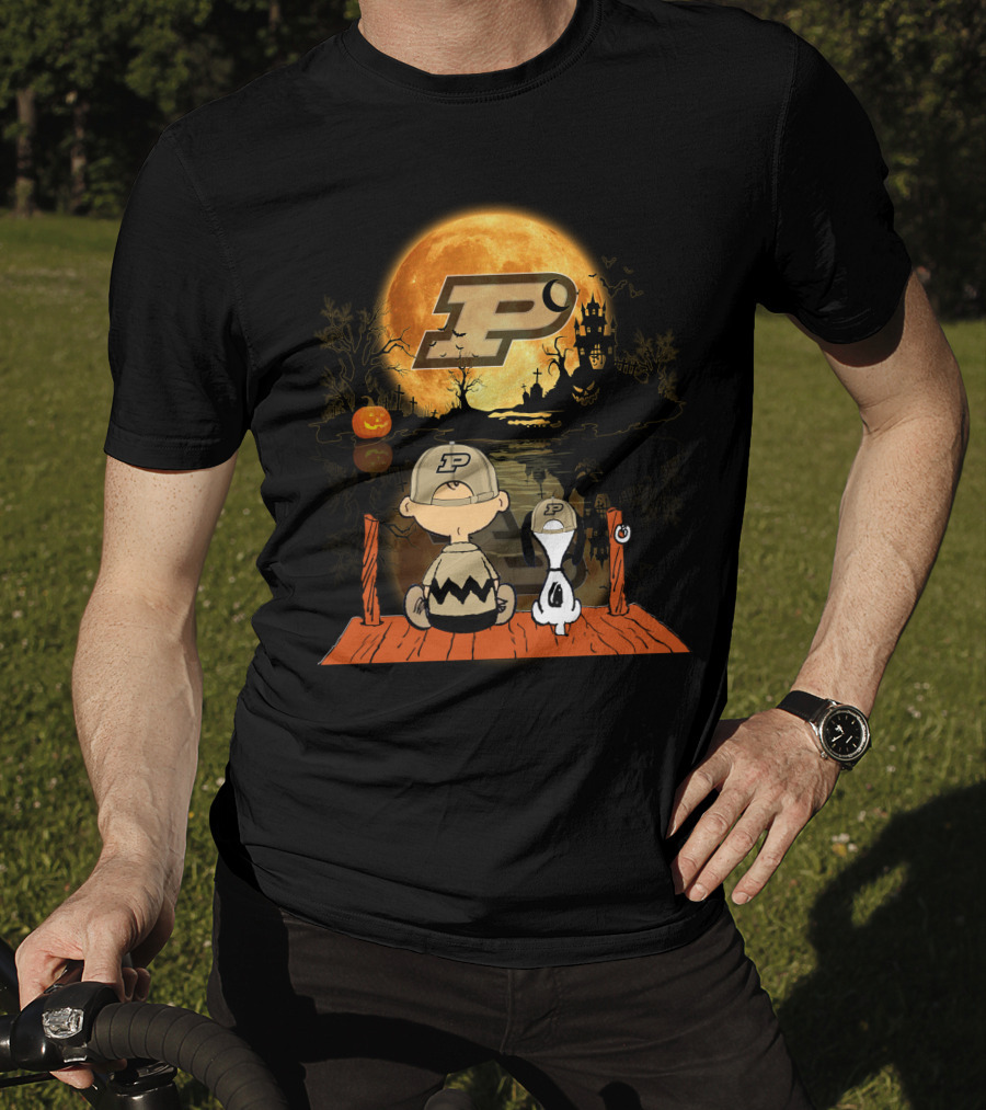 Purdue Boilermakers Halloween Moon Charlie Snoopy T-Shirt