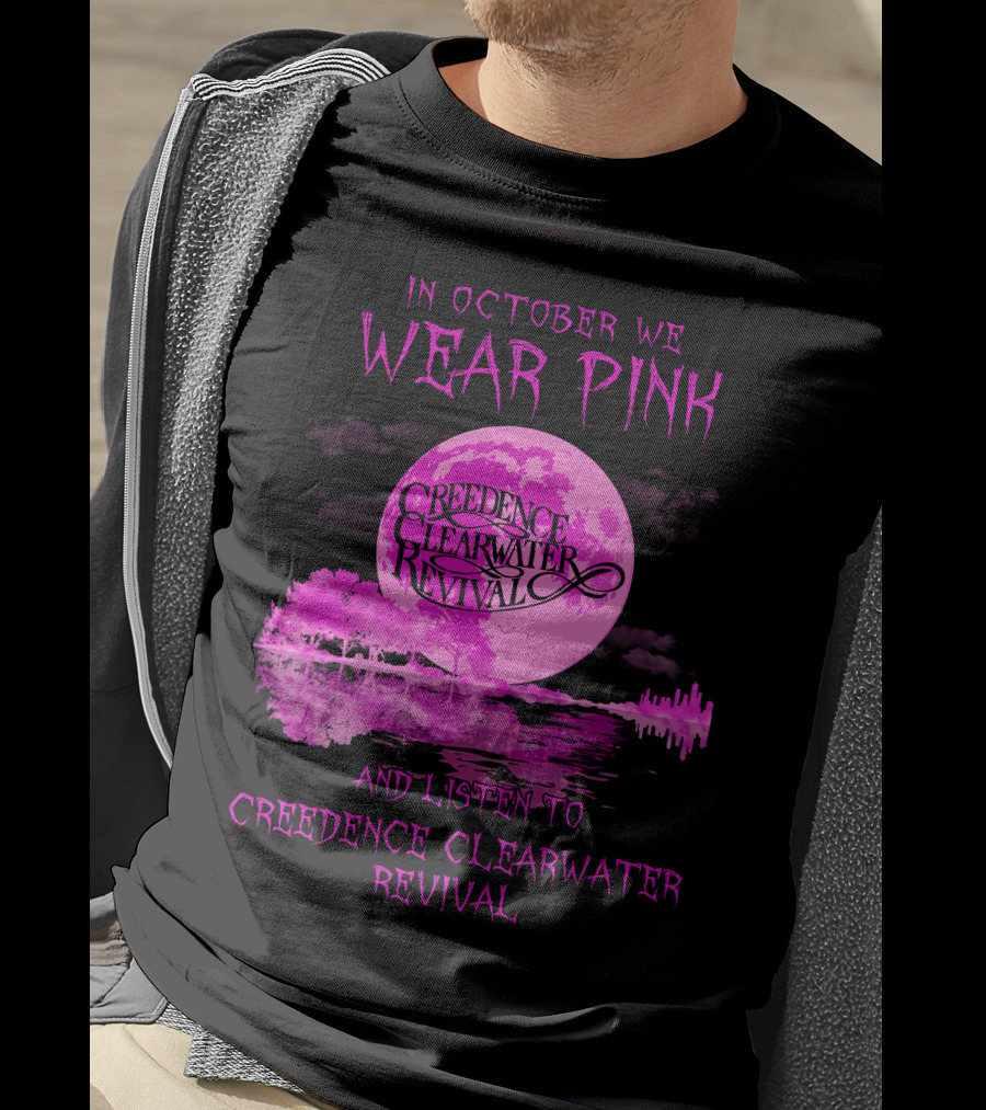 In October We Wear Pink And Listen To Creedence Clearwater Revival Moon Scene T-Shirt