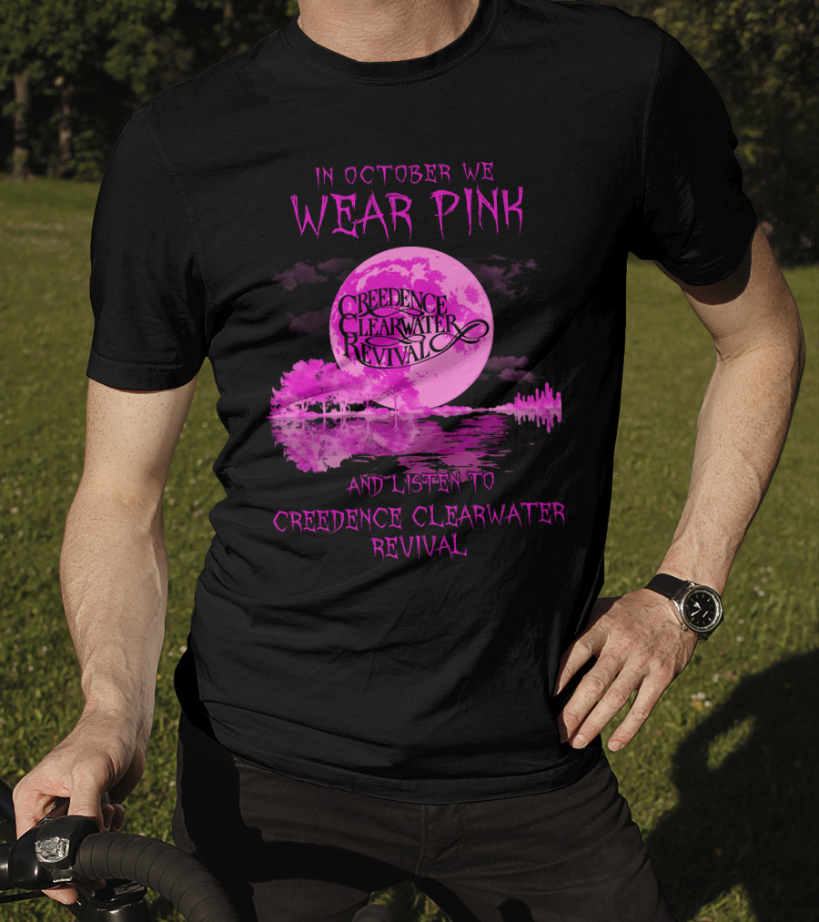 In October We Wear Pink And Listen To Creedence Clearwater Revival Moon Scene T-Shirt