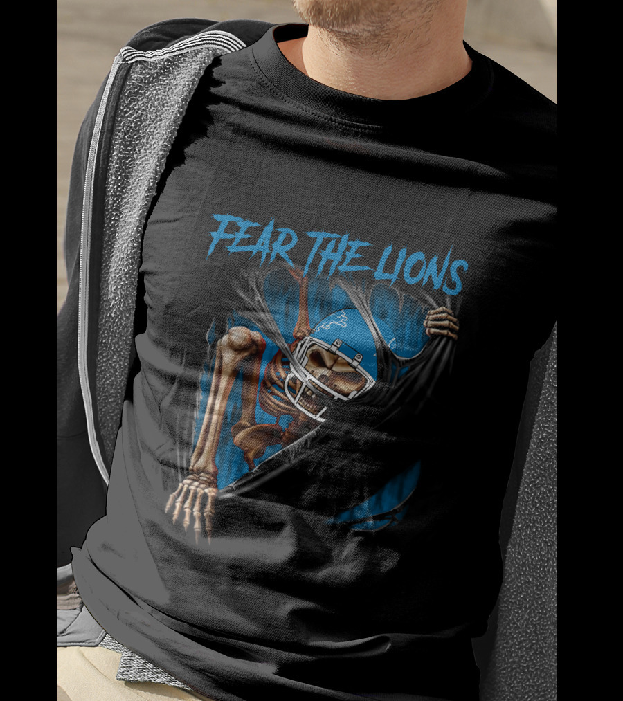 Fear The Lions Detroit Lions Skeleton 515NFL L1MTH T-Shirt