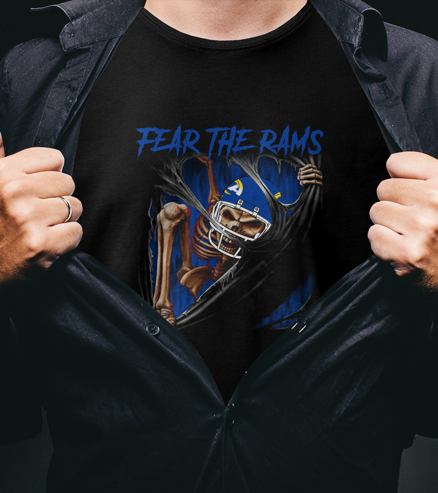 Los Angeles Rams Fear The Rams 515NFL L1MTH Skeleton Helmet Image T-Shirt