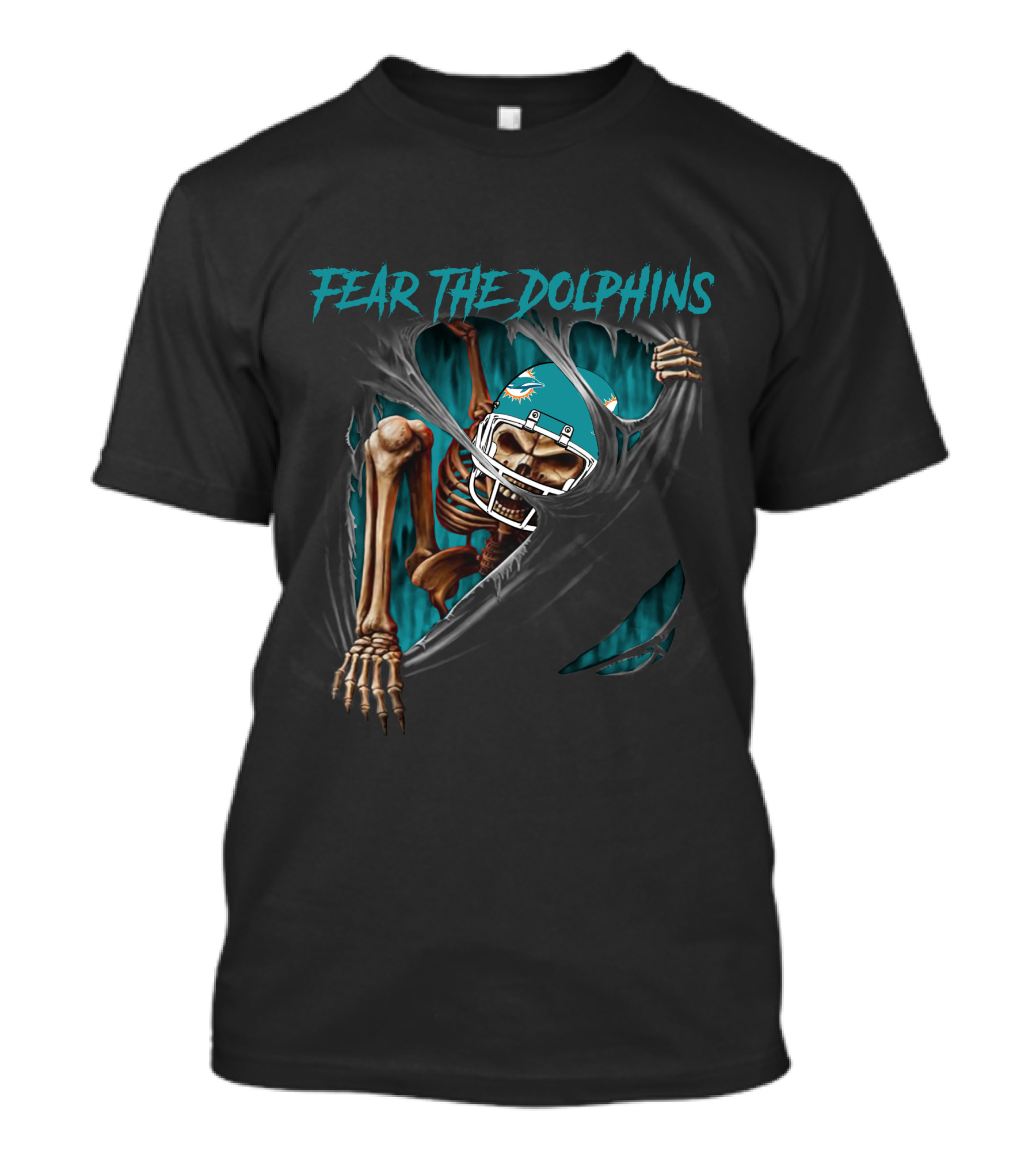 Miami Dolphins Fear The Dolphins Skeleton Football Helmet 515NFL L1MTH T-Shirt